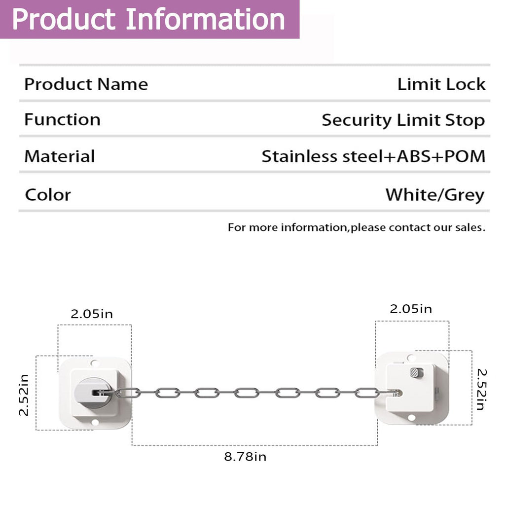 Child Proof Door Lock, 4 Packs White