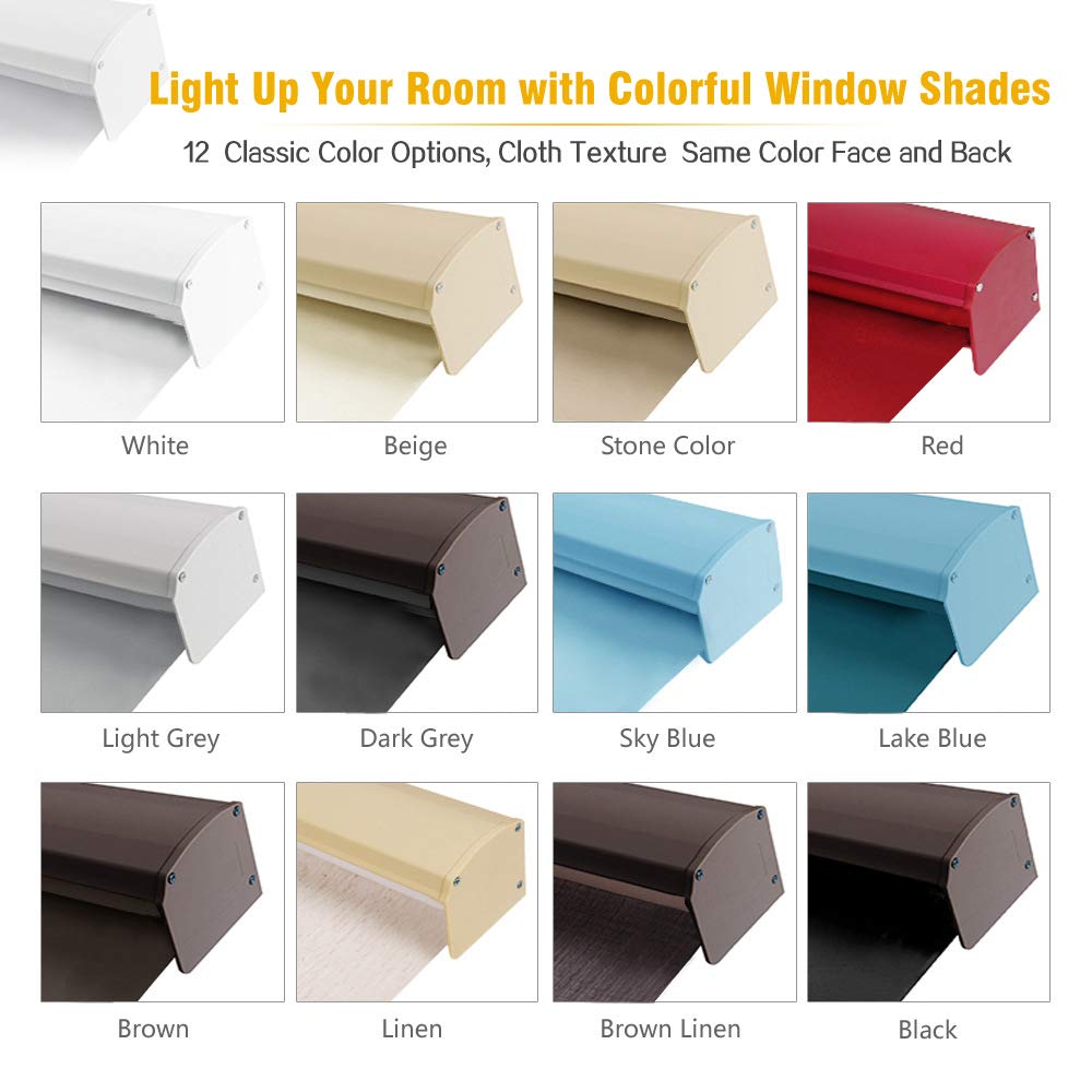 Motorized Blackout Cordless Valance Blinds, Sky Blue Remote Control Wireless and Rechargeable Window Roller Shades