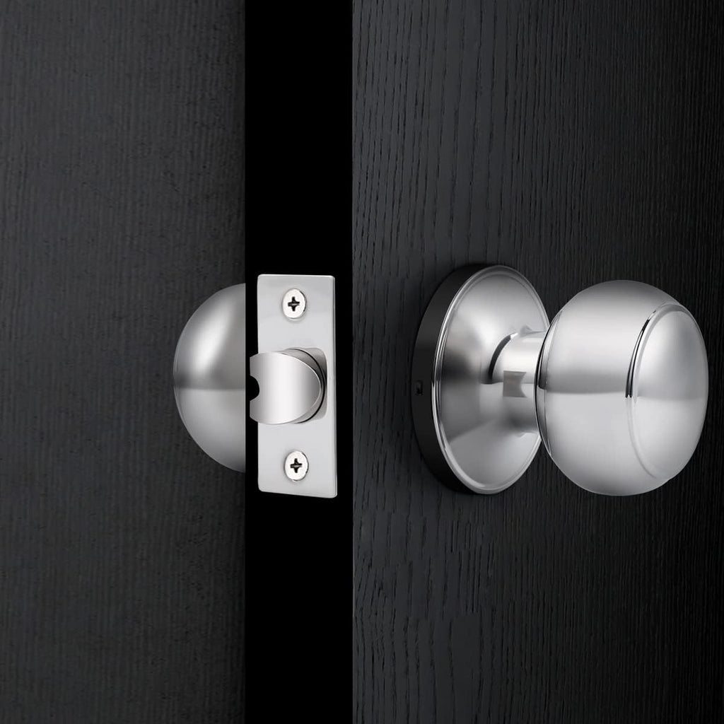 Polished Stainless Passage Door Knobs, Interior Hall/Closet Door Handles, Non-Locking Door Knobs,5 Pack