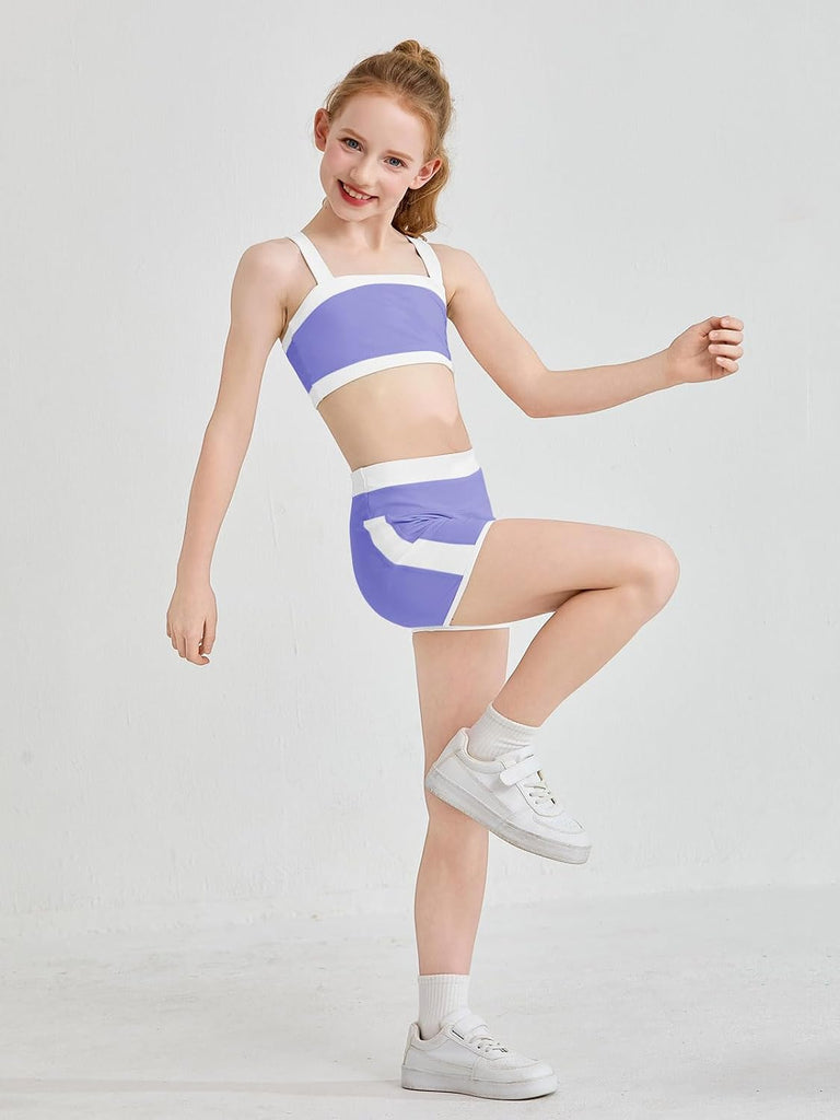 Girls 2 Piece Workout Outfits Athletic Dance Set