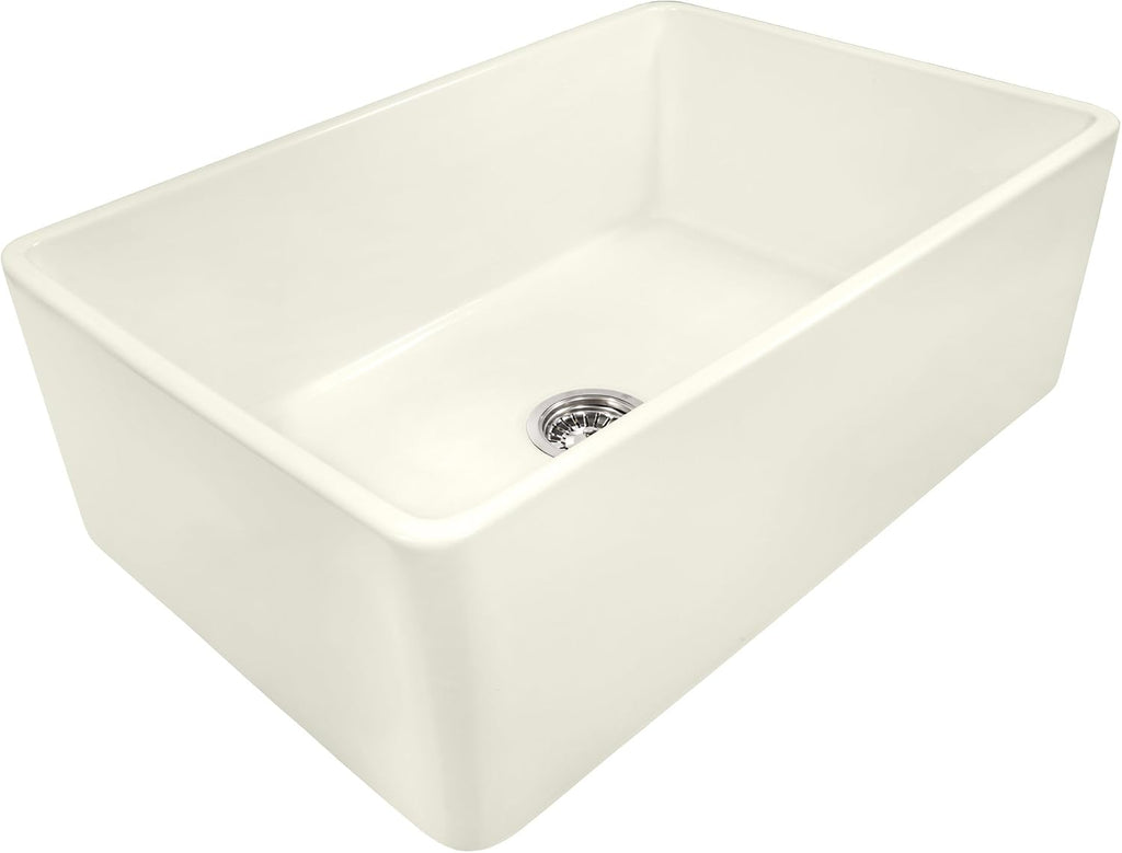 33 x 20 inch Fireclay Reversible Farmhouse Apron-Front Kitchen Sink Single Bowl - Biscuit - RVL2300BS