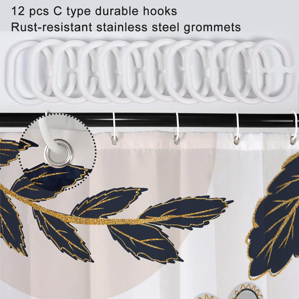 Black and Gold Boho Shower Curtain 72x78 Inch