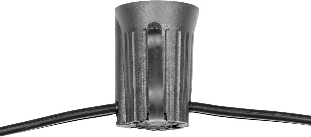 1,000 Feet C9/E17 Socketed Light Spool, 12 Inch Spacing Black Wire Bulk Reel, 8 Amp SPT-1 Wire, Commercial Grade