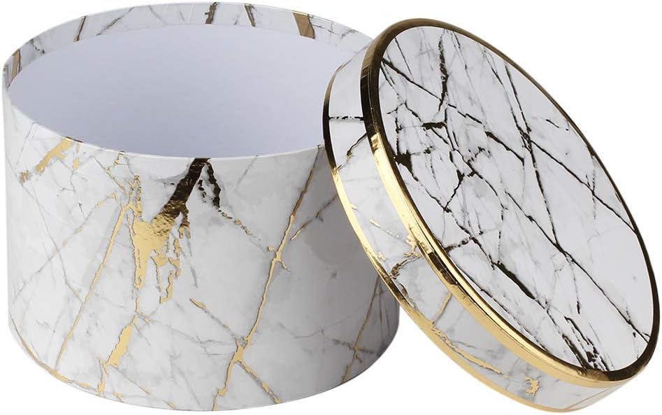 Round Gift Boxes with Lids Marble White Gift Box Assorted Sizes Nesting Gift Boxes for Presents Birthday - Set of 4