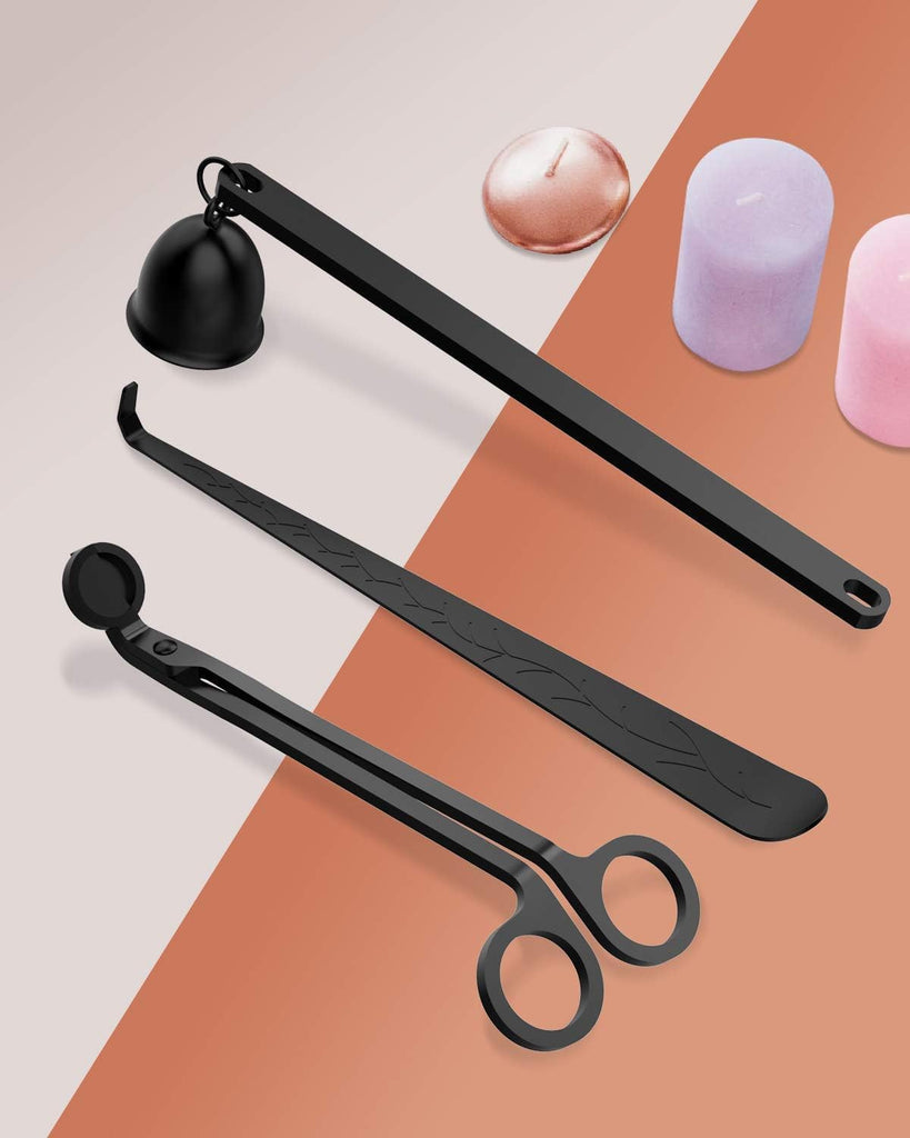 3 in 1 Candle Wick Trimmer Set, Snuffer, Dipper, Cutter, Black