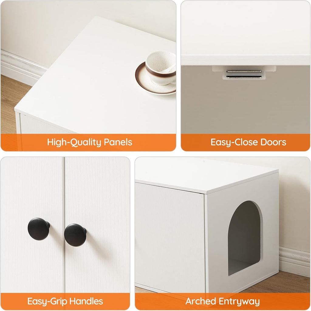 Cat Litter Box Enclosure, Hidden Litter Box Furniture with Side Entry, Litter Box Cabinet, Indoor Cat House, End Side