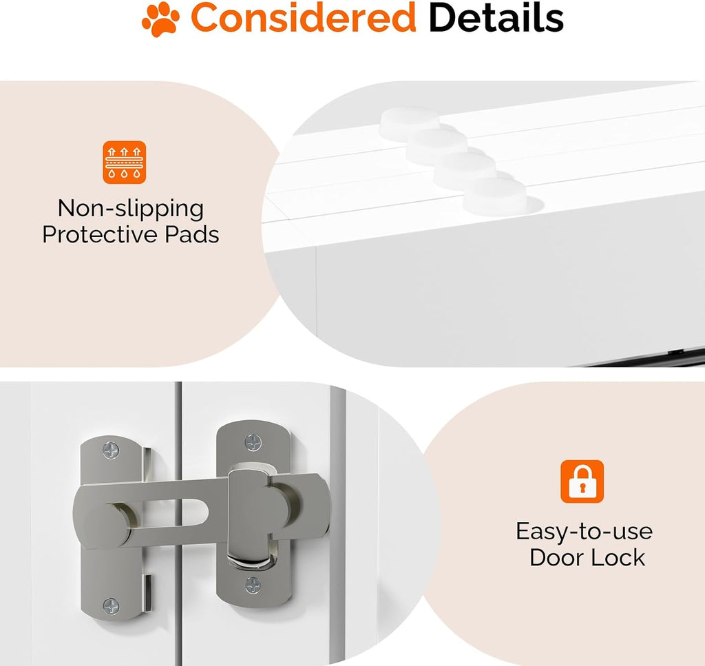 Freestanding Dog Gate, 24" H Pet Gate with 4 Panel Walk Through Door, Foldable Dog Safety Fence for Stairs Doorways