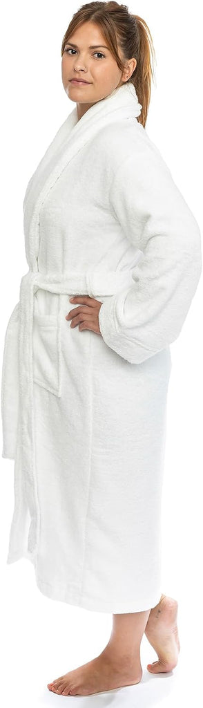 CTT Premium 100% Turkish Cotton Terry Cloth Bath Robe for Women & Men, Soft & Plush Long Unisex Robe