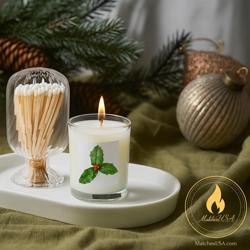 Includes Matches! | Helix Spiral Shaped Glass Matches Cloche | Spiral Decorative Match Holder Jar for Candles Set
