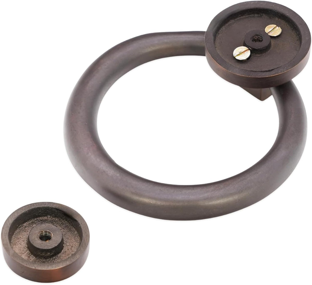 5" Aged Bronze Ring Shaped Door Knocker - Solid Brass Door Furniture Knocker