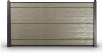 Charlotte Series 8 ft. x 4 ft. Composite Privacy Fence Panel Kit, Gray Wood-Grain WPC with Aluminum Post, Full