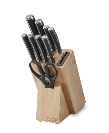 Damen Built-In Sharpener Kitchen Knife Block Set with Steak Knives, Ergonomic Handles and Sharp Stainless