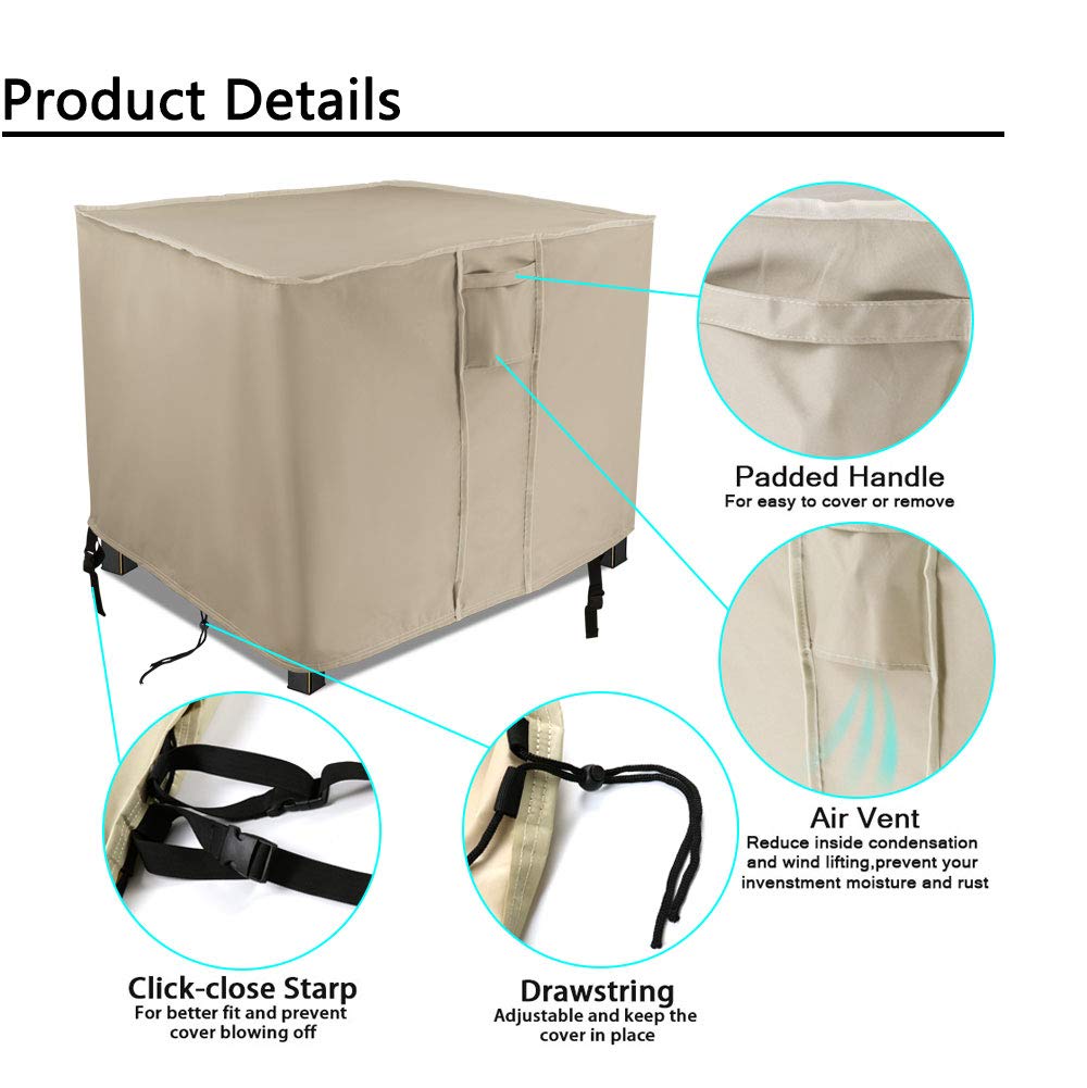 Fire Pit Cover, 32 inch Outdoor fire pit cover square Beige