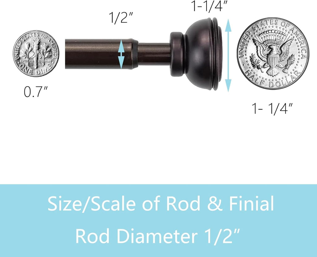 2 Pack Spring Tension Rod Adjustable 26-36 Inches, Bronze