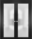 Planum 2102 | Double Swing Interior French Doors with Glass with Frosted Glass, Solid Wood, Hardware