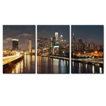 Cityscape Canvas Wall - Philadelphia Skyline with Urban Architecture - Modern Artwork Painting Prints Decor Gallery