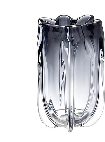 Black Advanced Grey Glass Vase for Flowers, Hand Blown Art Glass Glass vase,Room Decoration and Centerpiece
