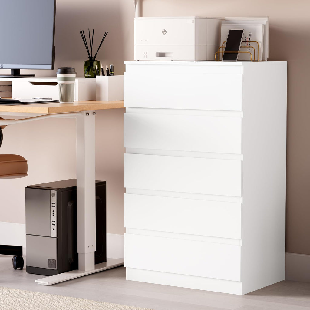 White Wood, 5 Drawer for Clothes Storage