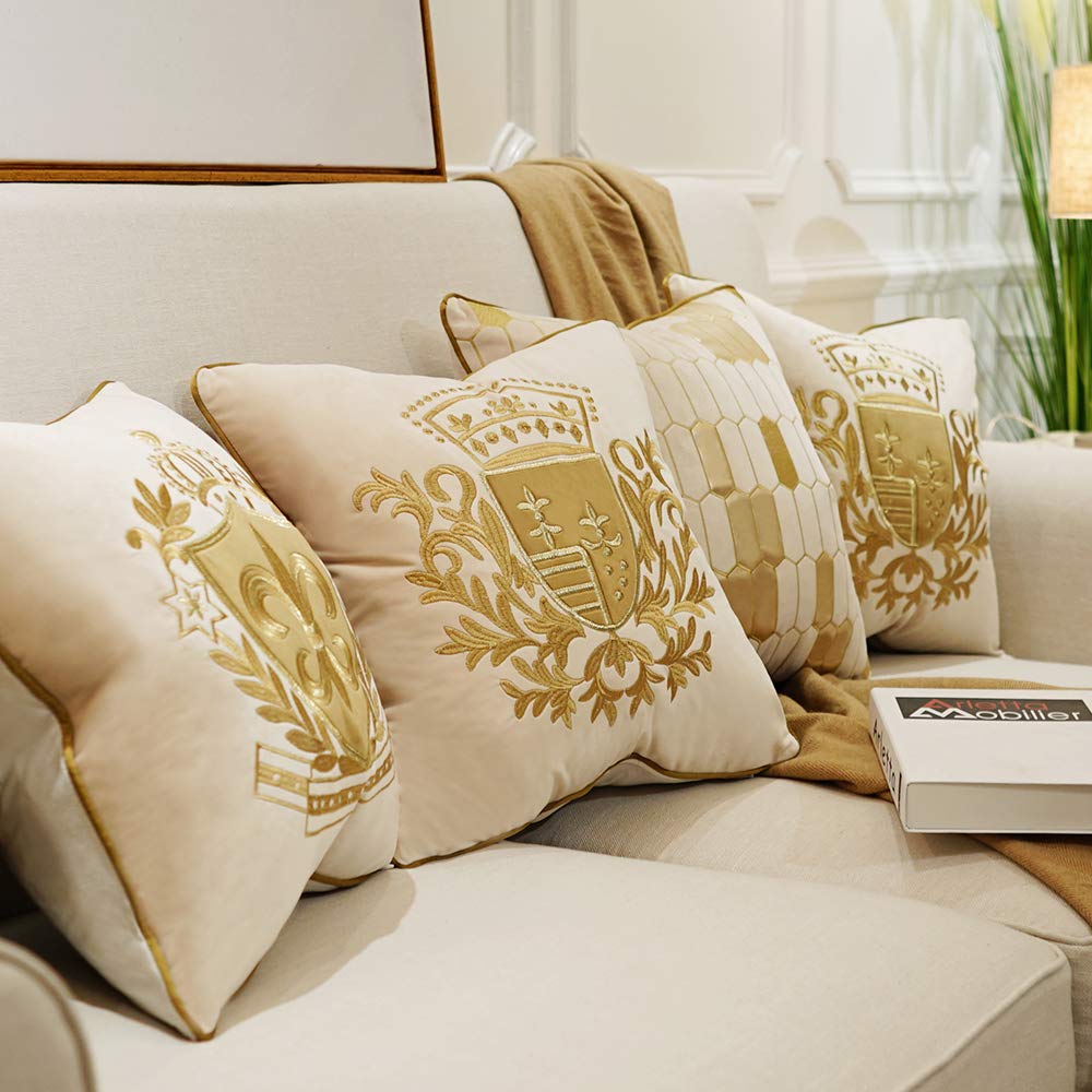 Throw Pillow Cover 18 x 18 Inch, Dark Beige, Velvet, Hidden Zipper