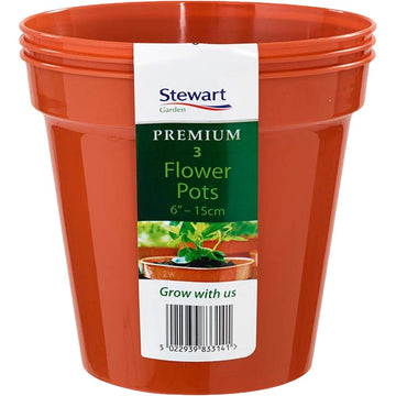 15 cm Flower Pot - Orange/Terracotta (Pack of 3)