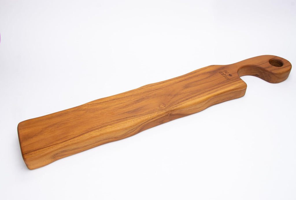 Premium Small Serving Board - Teak Charcuterie Board with Handle for Cheese, Appetizers & Food Presentation