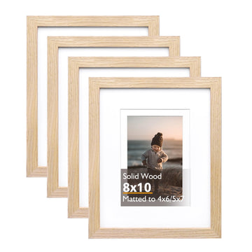 8x10 Picture Frame Natural, Solid Wood Frames with Acrylic Plexiglass for Pictures 4x6/5x7 with Mat or 8x10 without