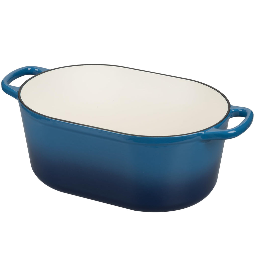 Enameled Cast Iron Oval Dutch Oven, 6QT, Lake Blue