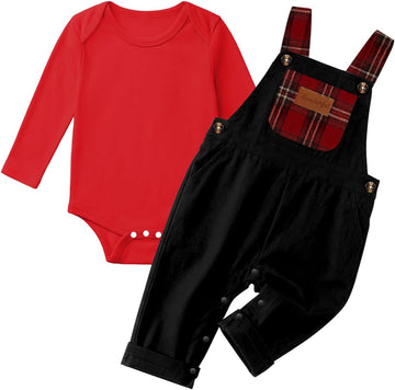 Baby Boy Clothes Outfits Long Sleeve Bodysuit & Overalls