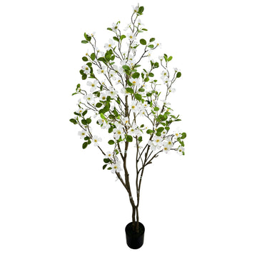 Artificial White Dogwood Flower Tree 6ft