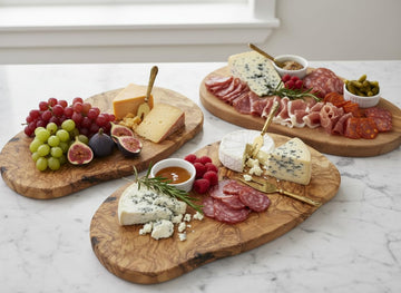 Olive Wood Cutting Board - 20 x 10 Inch for Charcuterie, Cheese - Wooden Serving Tray with Rustic Edge, Extra Large
