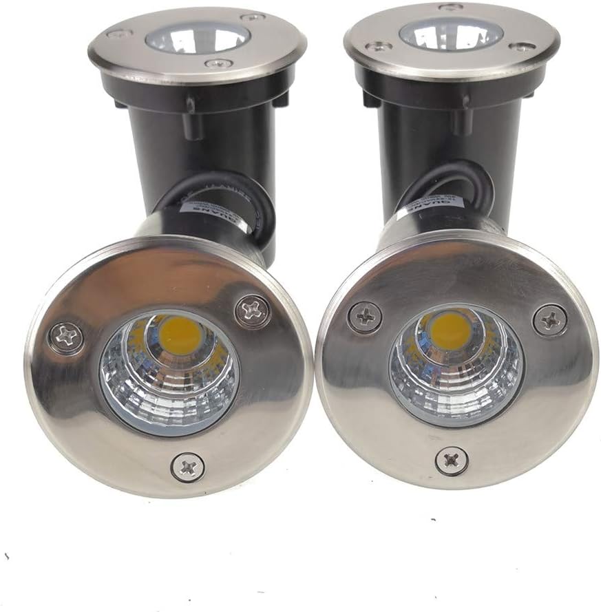 3W 12V 24V DC Low Voltage In Ground Well LED Light Warm White 4-Pack | 12V-24V AV/DC IP67 Outdoor In-Ground Landscape