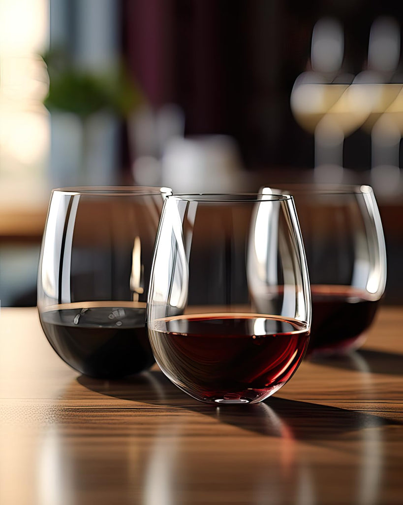 Stemless Wine Glasses(Set of 4)-20 oz,Crystal Wine Cups for Red or White Wine,Large Water Juice Glasses,No Stem Glass