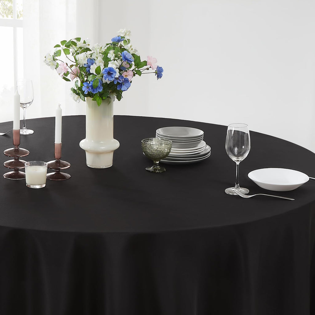 1 Pack Black Round Tablecloths 120 Inch for Dining Tables