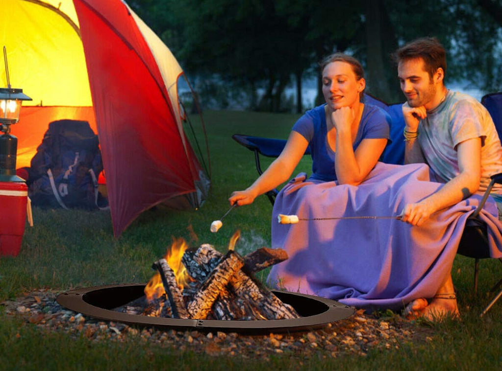 Fire Pit Ring Outdoor Firepit Rim Liner 30-Inch Inside Thick Heavy Duty Solid Steel fire Pit Insert, DIY Campfire
