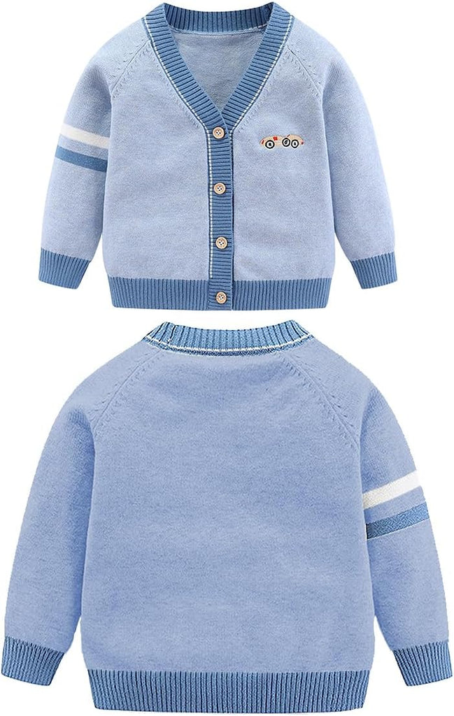 Toddler Baby Boys Cardigan Little Boys V-Neck Cotton Sweater Kids Long Sleeve Jacket Knit Button Up for Fall Winter