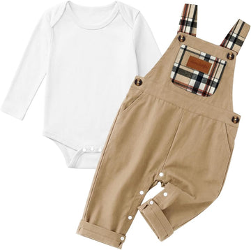 Baby Boy Clothes Outfits Long Sleeve Bodysuit & Overalls