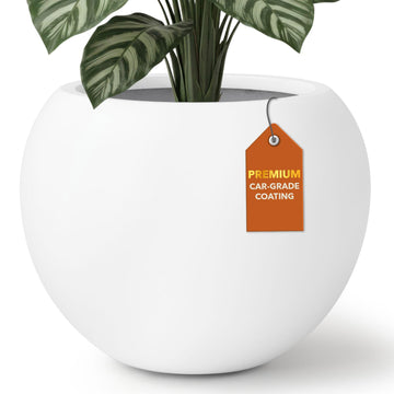 16" Dia - Premium Globo Fiberstone Outdoor Planter - White