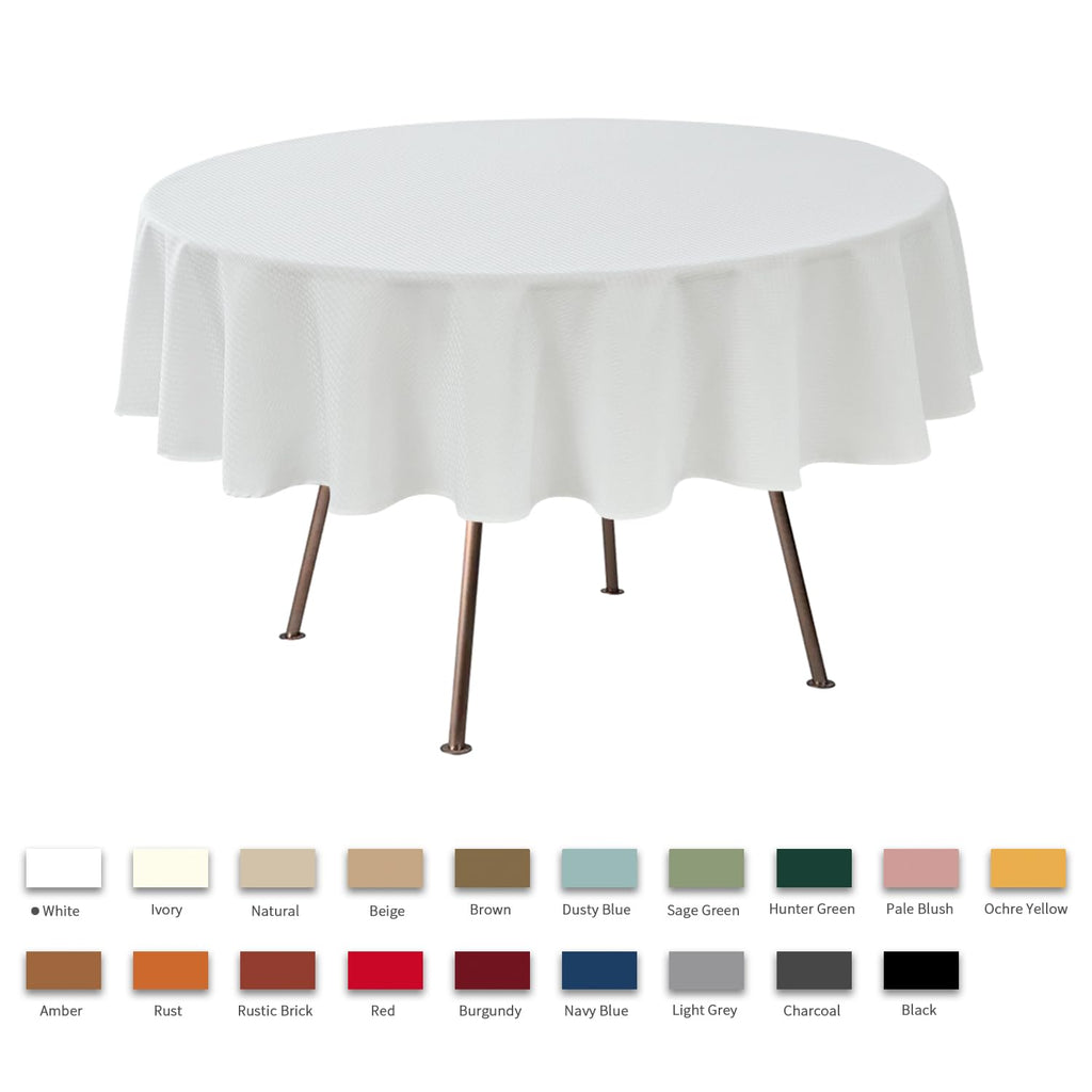 Round Weaved Texture Design Tablecloth Spill-Proof Wrinkle Free Soft Washable Table Cloth for Circular Table Cover