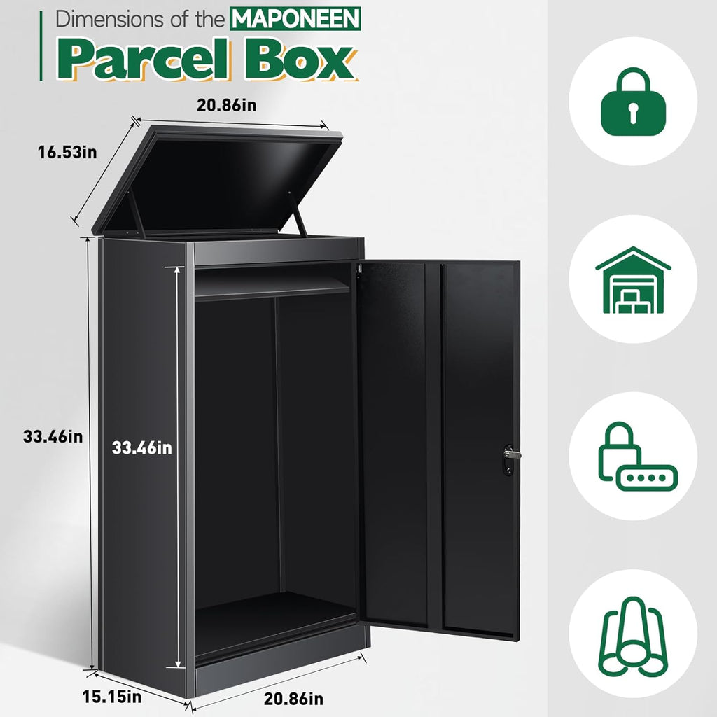 Package Delivery Boxes Drop Boxes with Secure Storage - Black