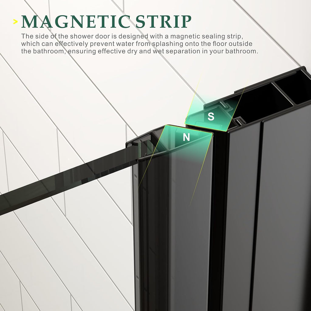 Pivot Shower Door, 34 in. W x 72 in. H Hinged Single Panel Swing Glass Shower Door with SGCC 1/4" Clear Tempered