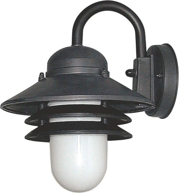 Nautical Outdoor Wall Light Fixture - Black or White - Composite & Opal Acrylic Lens, LED Bulb Included