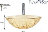 Pearl Series Glass Vessel Sink In Gold Top Raindrop Mount Sinks Above Countertop | Vanity Countertop Sink Bowl with