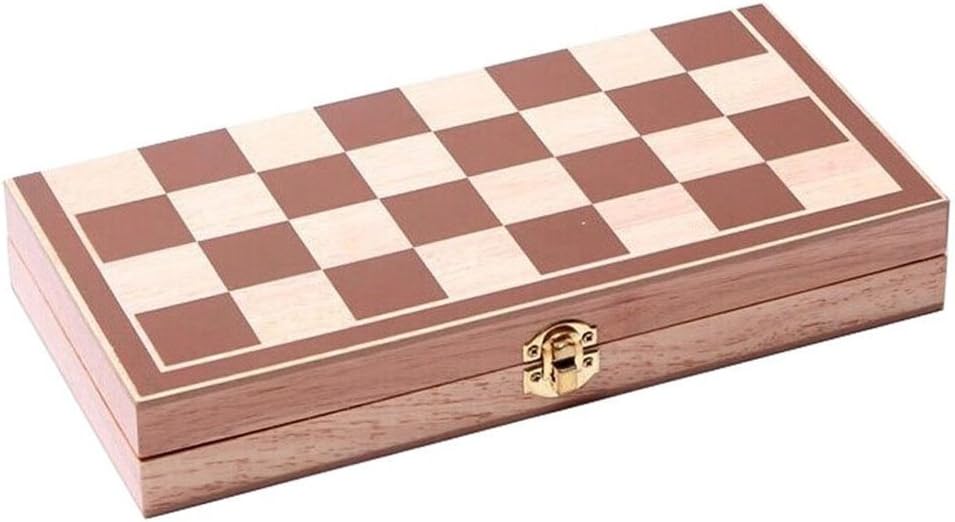 15" Classic Vintage Standard Folding Wooden Chess Set, Foldable Games Board Crafted Carved