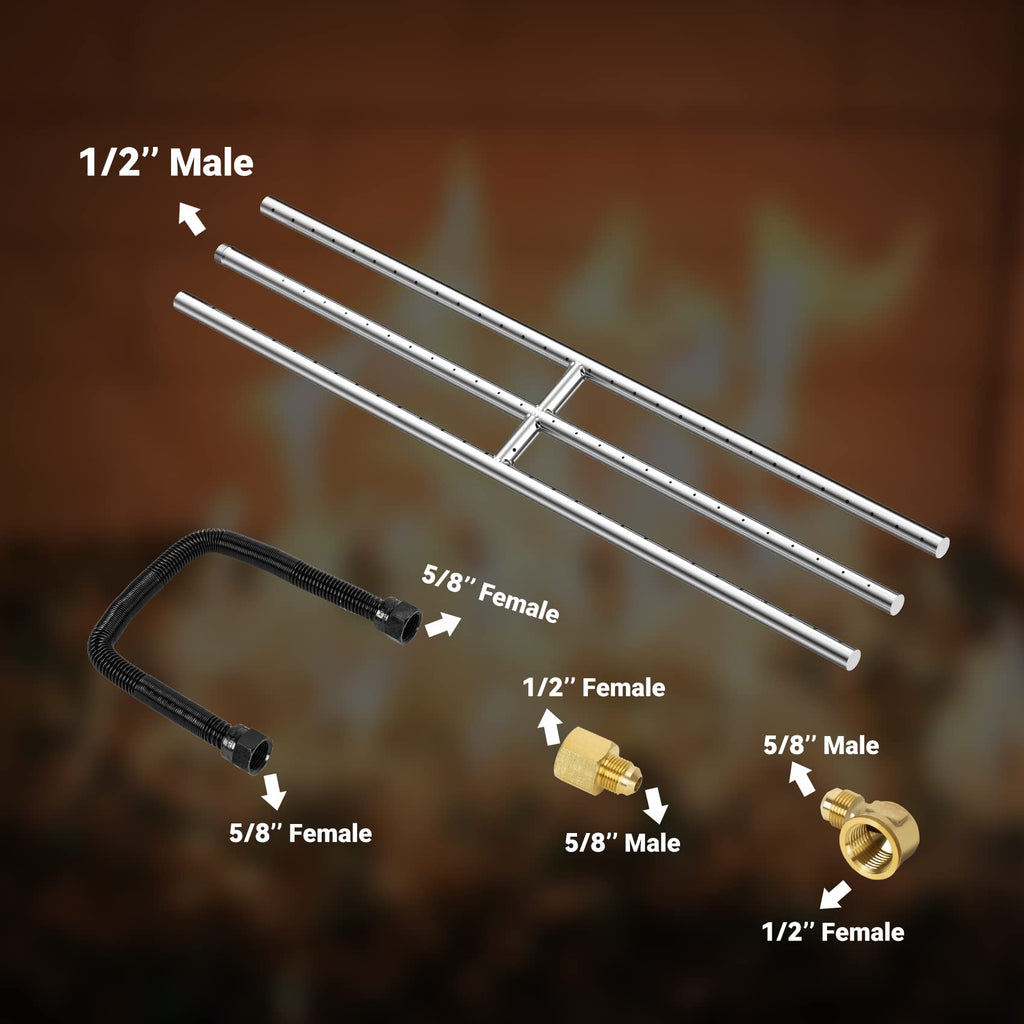 30" x 6" Rectangular Gas Fire Pit H-Burner