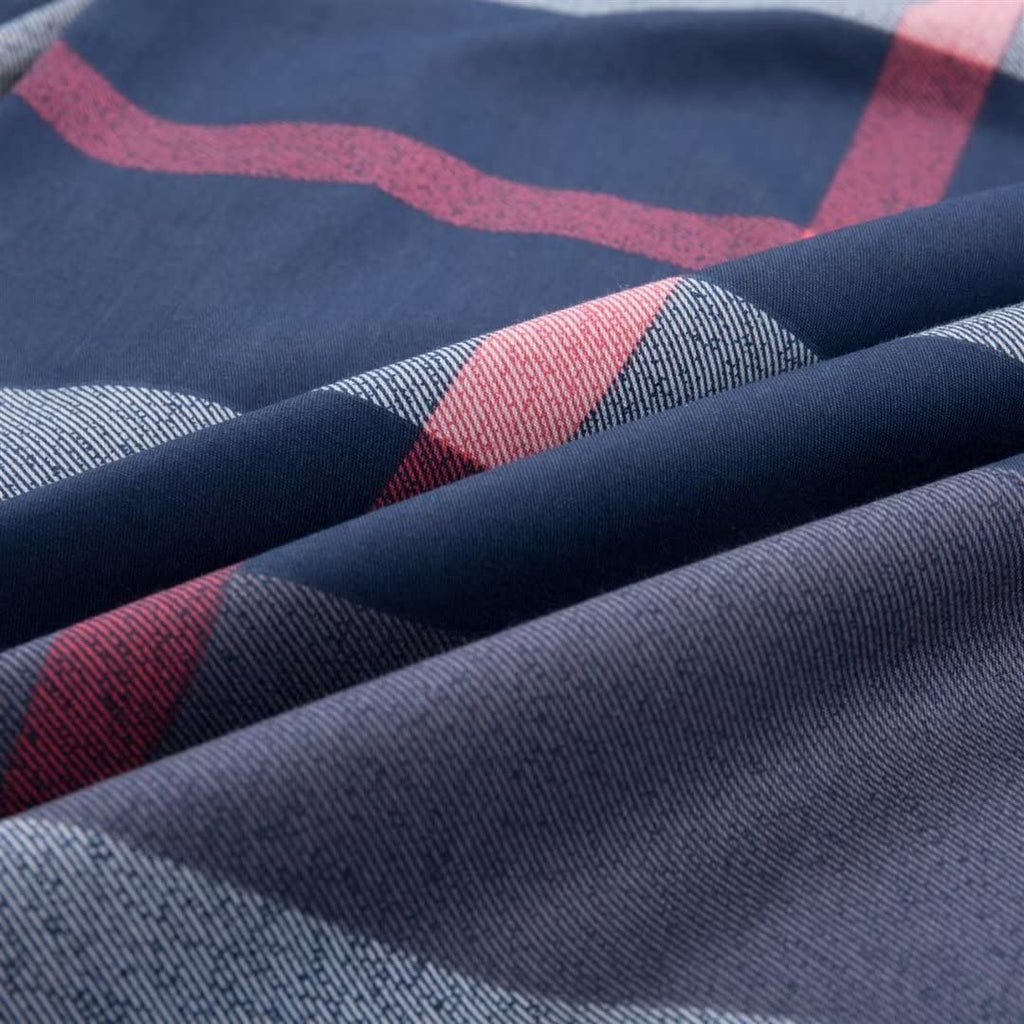 Navy Blue Plaid Comforter Boho Blue Tartan Geometric Bed