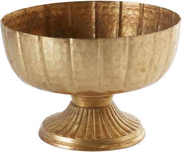 Distressed Gold Metal Compote Bowl | Gold Compote Vase l Lita Metal Vase l Indoor and Outdoor Compote for Any Event