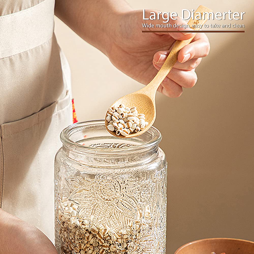 35oz/1000ml Glass Storage Jars with Nature Wood Lids, Airtight Food Storage Containers Organization, Large Capacity