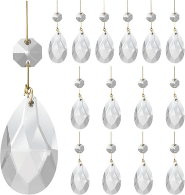 15 Pcs Clear Teardrop Crystal Chandelier, Crystal Pendant for Light Lamp & Window
