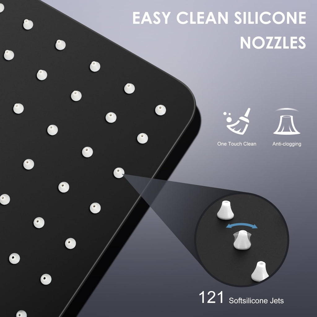 10 Inch Matte Black Rain Shower Head - All Metal Stainless Steel 304, Ultra Thin Design, Modern Bathroom Square