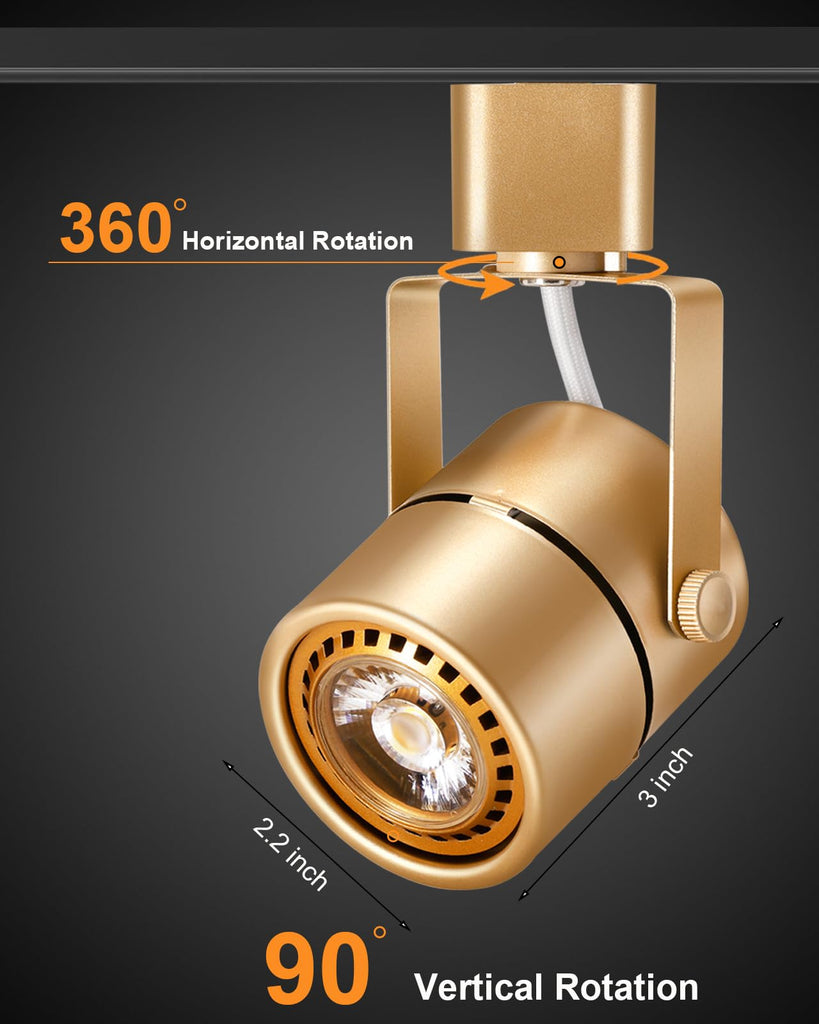 10W Dimmable Gold Track Lighting Heads H Type LED Track Light Replacement Fixtures Bright 4000K Cool White Ceiling